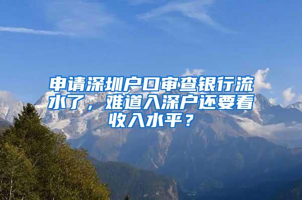 申请深圳户口审查银行流水了，难道入深户还要看收入水平？