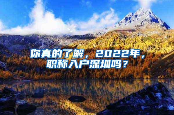 你真的了解，2022年，职称入户深圳吗？