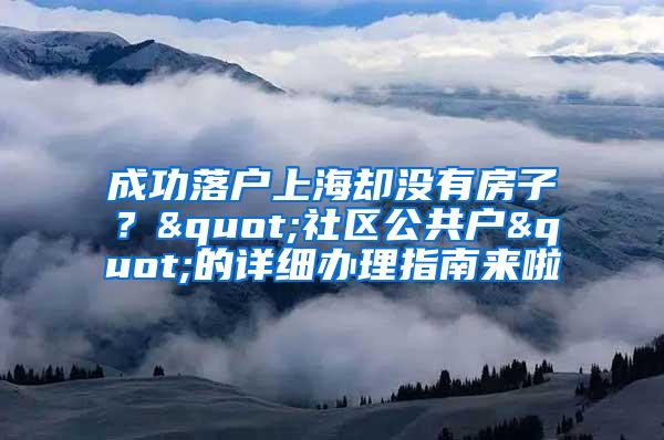 成功落户上海却没有房子？"社区公共户"的详细办理指南来啦