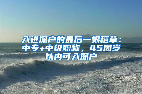 入进深户的最后一根稻草：中专+中级职称，45周岁以内可入深户