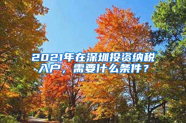 2021年在深圳投资纳税入户，需要什么条件？