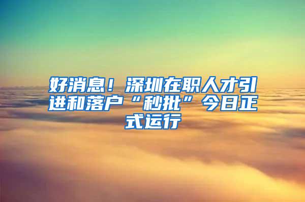 好消息！深圳在职人才引进和落户“秒批”今日正式运行