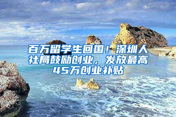 百万留学生回国！深圳人社局鼓励创业，发放最高45万创业补贴