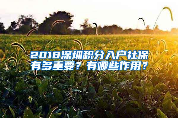 2018深圳积分入户社保有多重要？有哪些作用？