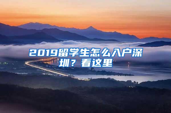 2019留学生怎么入户深圳？看这里