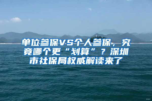 单位参保VS个人参保，究竟哪个更“划算”？深圳市社保局权威解读来了