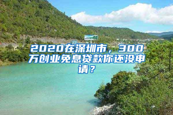 2020在深圳市，300万创业免息贷款你还没申请？