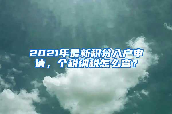 2021年最新积分入户申请，个税纳税怎么查？