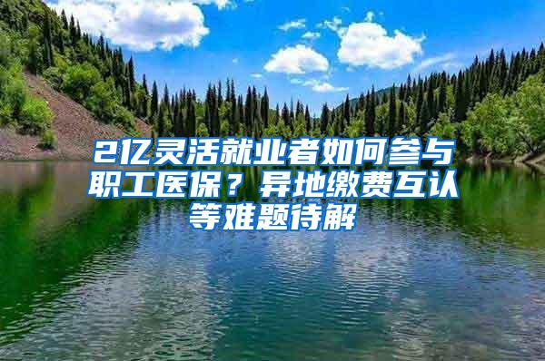 2亿灵活就业者如何参与职工医保？异地缴费互认等难题待解