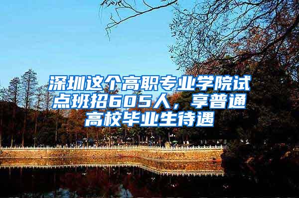 深圳这个高职专业学院试点班招605人，享普通高校毕业生待遇