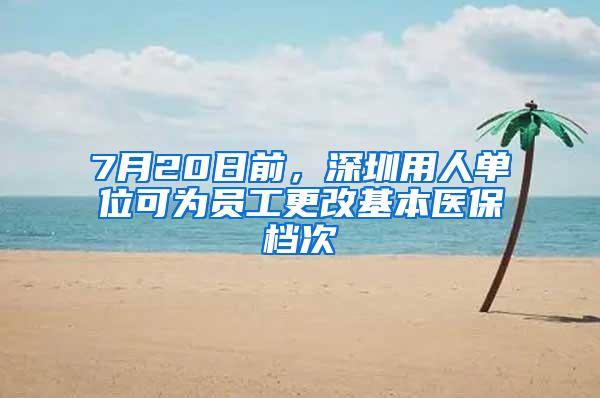 7月20日前，深圳用人单位可为员工更改基本医保档次