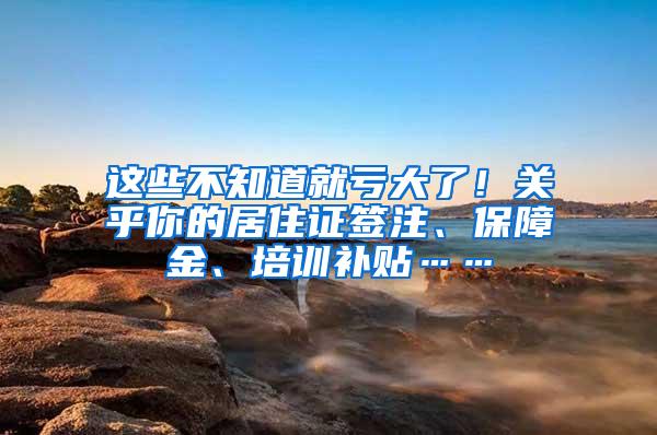 这些不知道就亏大了！关乎你的居住证签注、保障金、培训补贴……