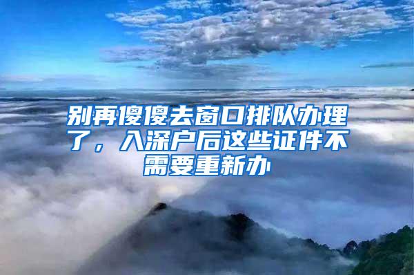 别再傻傻去窗口排队办理了，入深户后这些证件不需要重新办