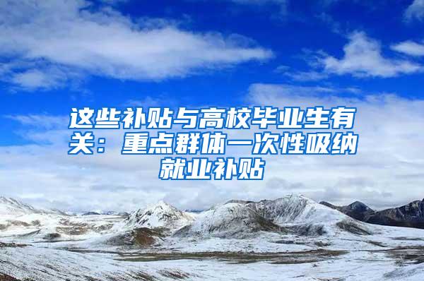 这些补贴与高校毕业生有关：重点群体一次性吸纳就业补贴