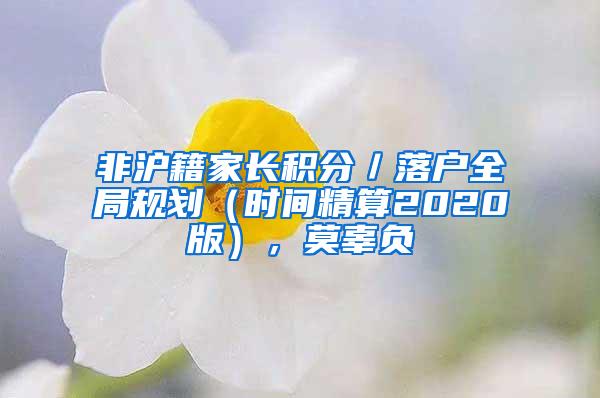 非沪籍家长积分／落户全局规划（时间精算2020版），莫辜负