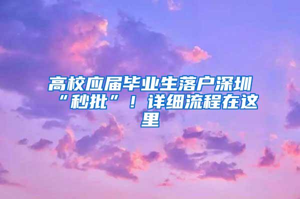 高校应届毕业生落户深圳“秒批”！详细流程在这里