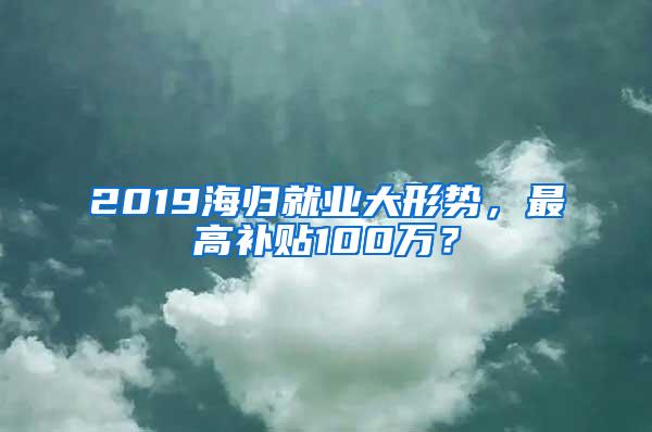 2019海归就业大形势，最高补贴100万？