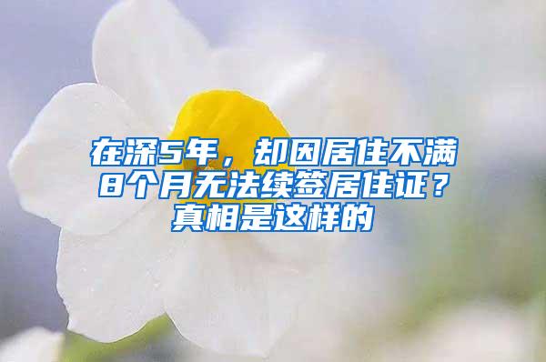 在深5年，却因居住不满8个月无法续签居住证？真相是这样的