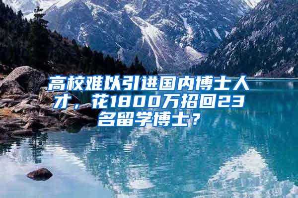 高校难以引进国内博士人才，花1800万招回23名留学博士？