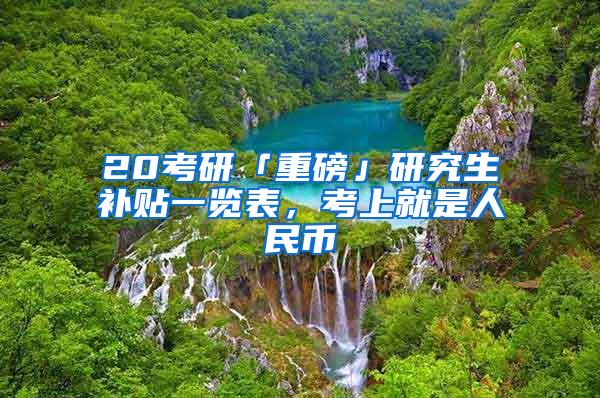 20考研「重磅」研究生补贴一览表，考上就是人民币