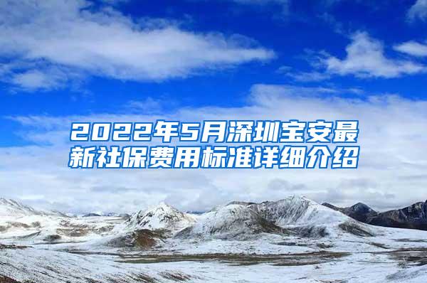 2022年5月深圳宝安最新社保费用标准详细介绍