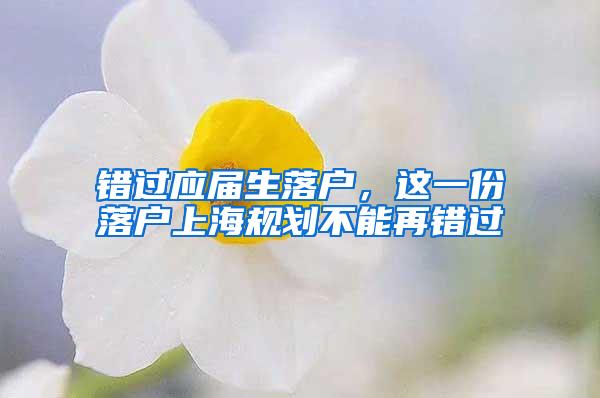 错过应届生落户，这一份落户上海规划不能再错过