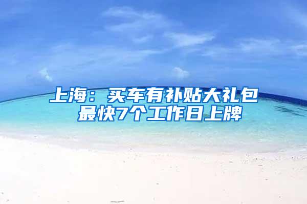 上海：买车有补贴大礼包 最快7个工作日上牌