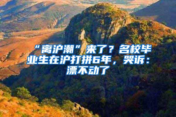 “离沪潮”来了？名校毕业生在沪打拼6年，哭诉：漂不动了