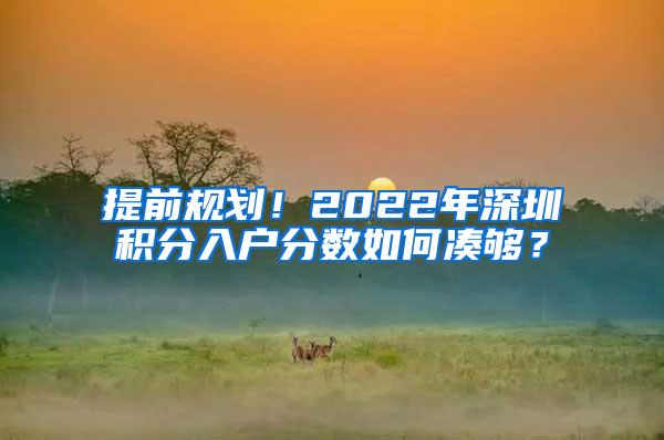 提前规划！2022年深圳积分入户分数如何凑够？