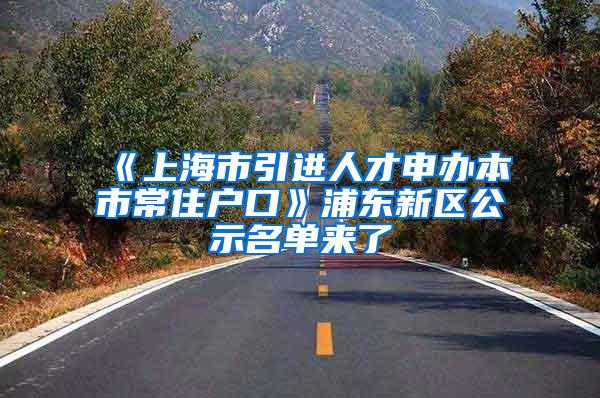 《上海市引进人才申办本市常住户口》浦东新区公示名单来了