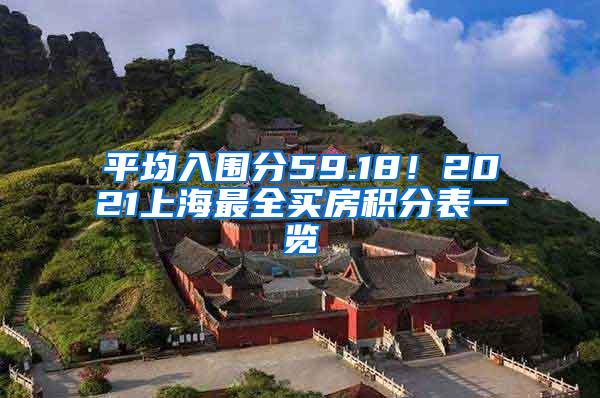 平均入围分59.18！2021上海最全买房积分表一览