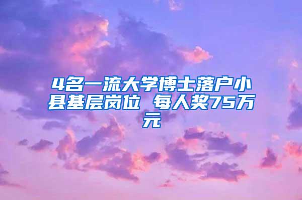 4名一流大学博士落户小县基层岗位 每人奖75万元