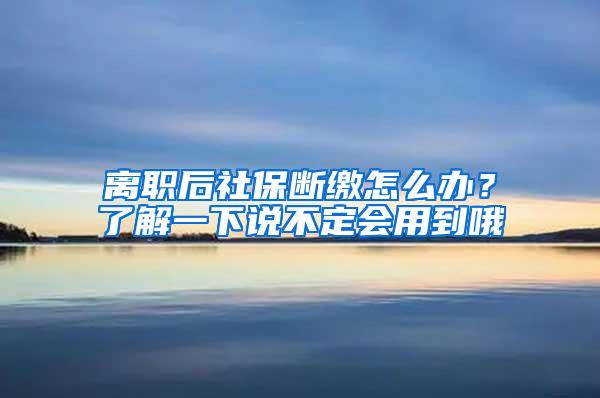 离职后社保断缴怎么办？了解一下说不定会用到哦