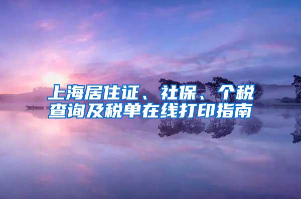 上海居住证、社保、个税查询及税单在线打印指南