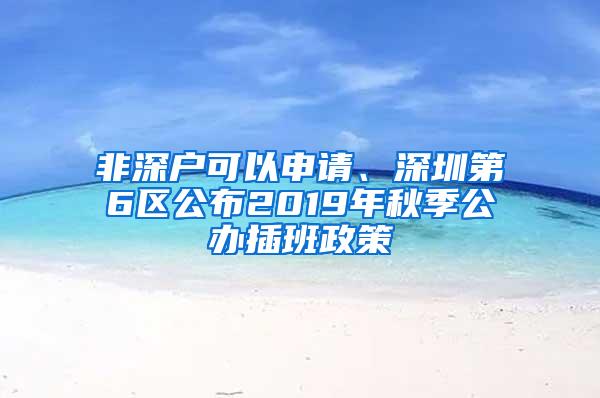 非深户可以申请、深圳第6区公布2019年秋季公办插班政策