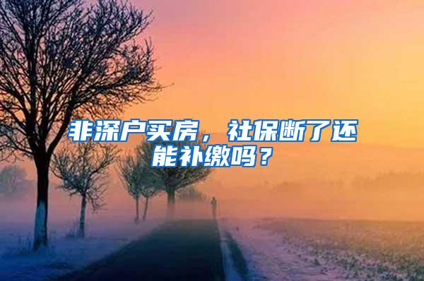 非深户买房，社保断了还能补缴吗？