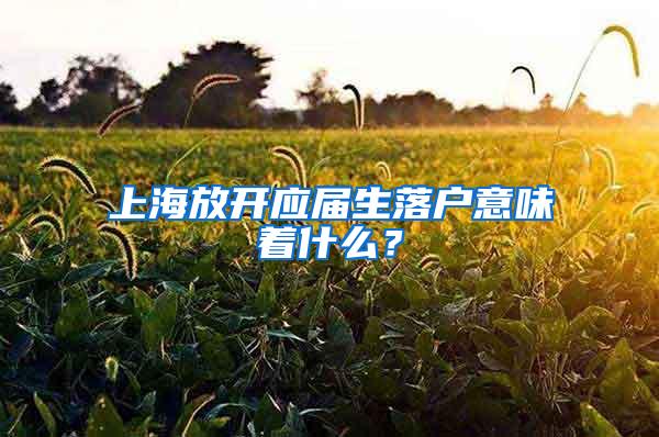 上海放开应届生落户意味着什么？