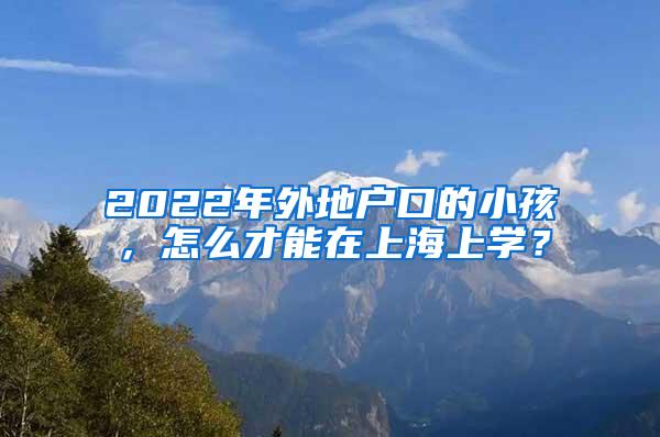 2022年外地户口的小孩，怎么才能在上海上学？