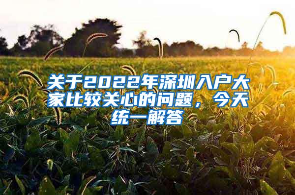 关于2022年深圳入户大家比较关心的问题，今天统一解答