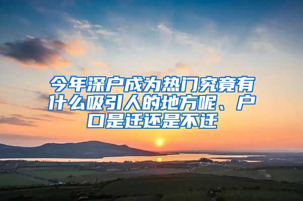 今年深户成为热门究竟有什么吸引人的地方呢、户口是迁还是不迁