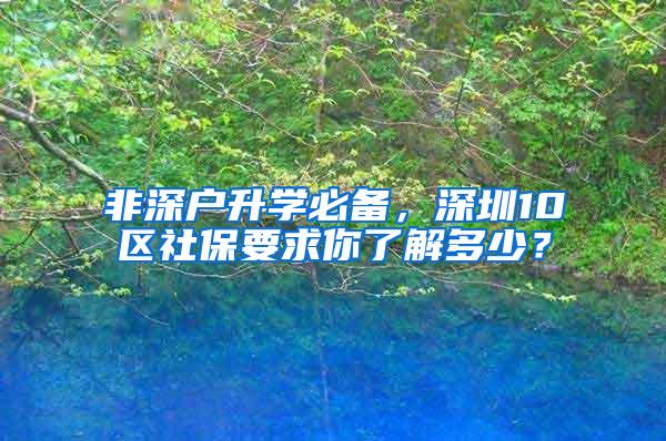 非深户升学必备，深圳10区社保要求你了解多少？