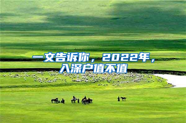 一文告诉你，2022年，入深户值不值