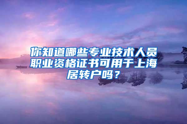 你知道哪些专业技术人员职业资格证书可用于上海居转户吗？