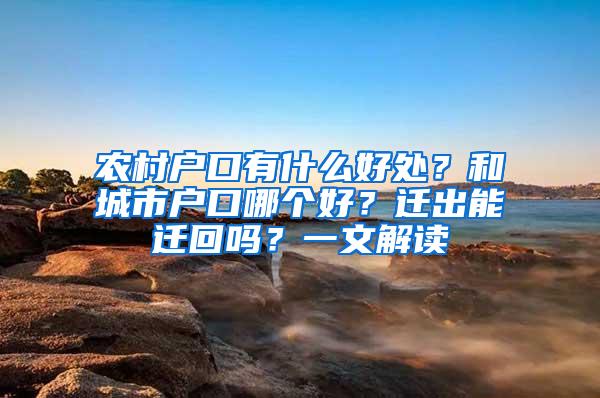 农村户口有什么好处？和城市户口哪个好？迁出能迁回吗？一文解读