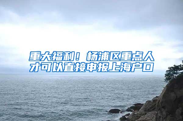 重大福利！杨浦区重点人才可以直接申报上海户口