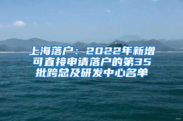 上海落户：2022年新增可直接申请落户的第35批跨总及研发中心名单