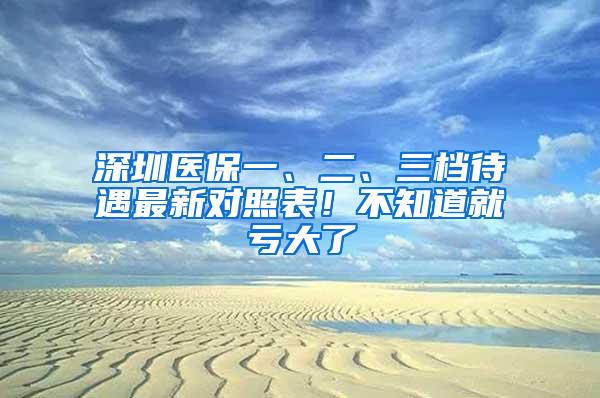 深圳医保一、二、三档待遇最新对照表！不知道就亏大了