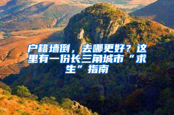 户籍墙倒，去哪更好？这里有一份长三角城市“求生”指南