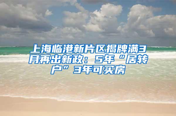 上海临港新片区揭牌满3月再出新政：5年“居转户”3年可买房