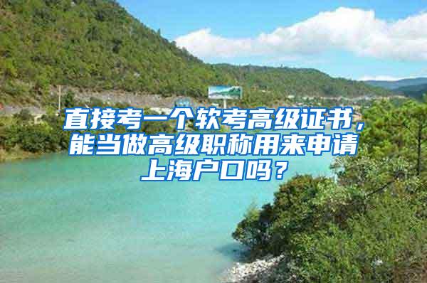 直接考一个软考高级证书，能当做高级职称用来申请上海户口吗？